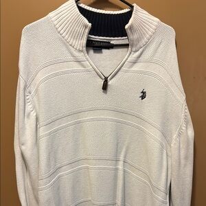 U.S. Polo Assn. Men's Cream Zip-Up Sweater